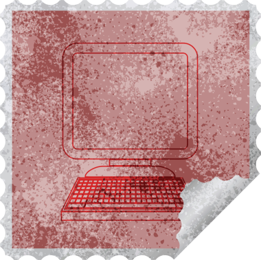 bilgisayar simgesi kare soyarak bir insan tarafından çizilmiş vektör illüstrasyonu