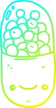 Bir insanın çizdiği çizgi film hapının soğuk gradyan çizgisi.