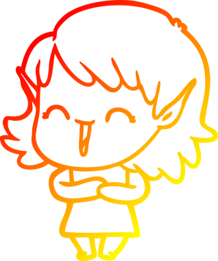 Bir insan tarafından çizilmiş çizgi film karakteri bir elf kızı çizimi