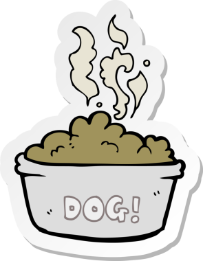 Bir insan tarafından çizilmiş köpek mamasının çıkartması.