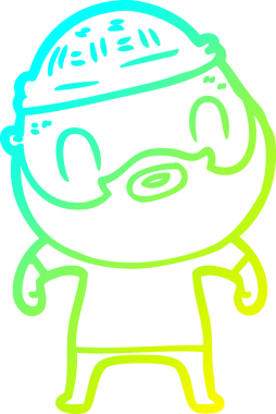 Bir insan tarafından çizilmiş sakallı bir karikatür çizimi.