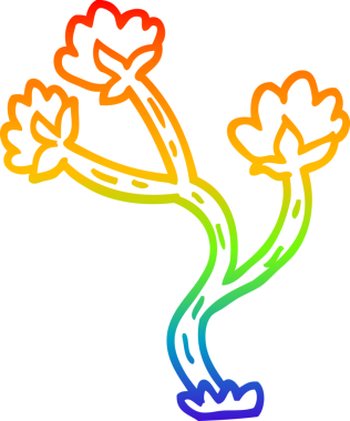 Gökkuşağı gradyan çizgisi bir insan tarafından çizilmiş kır çiçeğinin çizimi