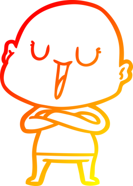 Bir insan tarafından çizilmiş mutlu, kel bir adamın sıcak çizgi çizimi.