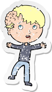 Bir insan tarafından çizilmiş tıbbi bir acil durum karikatürünün gerilimli çıkartması.