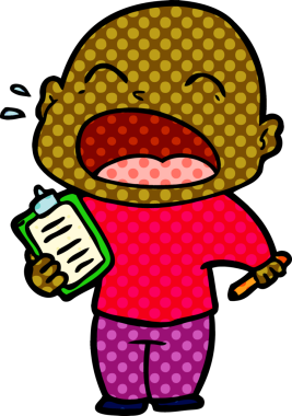 Bir insan tarafından çizilmiş kel adam diye bağıran çizgi film.