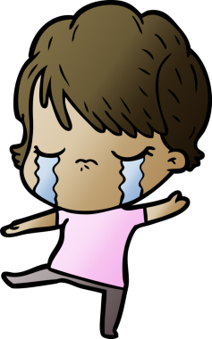 Bir insan tarafından çizilmiş ağlayan çizgi film kadını.