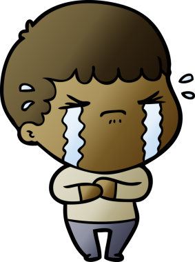 Bir insan tarafından çizilmiş ağlayan çizgi film adamı.