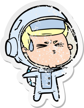 Bir insan tarafından çizilmiş stresli astronot karikatürü.