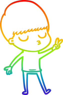 Gökkuşağı gradyan çizgi çizimi bir insan tarafından çizilmiş sakin bir çocuk