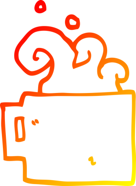 Bir insan tarafından çizilmiş sıcak bir fincan kahvenin sıcak çizgi çizimi