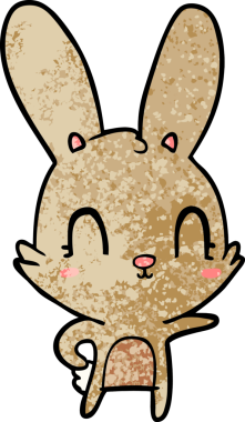 Bir insan tarafından çizilmiş şirin çizgi film tavşanı.