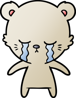 Bir insan tarafından çizilmiş ağlayan ayı karikatürü.