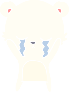 Ağlayan düz renkli çizgi film kutup ayısı bir insan tarafından çizilmiş.