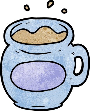 Bir insan tarafından çizilmiş kahve fincanı.