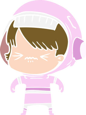 kızgın düz renkli çizgi film kızı bir insan tarafından çizilmiş.