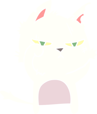 sert düz renkli çizgi film kedisi bir insan tarafından çizilmiş.