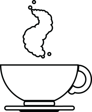 Bir insan tarafından çizilmiş sıcak bir fincan kahvenin vektör simgesi