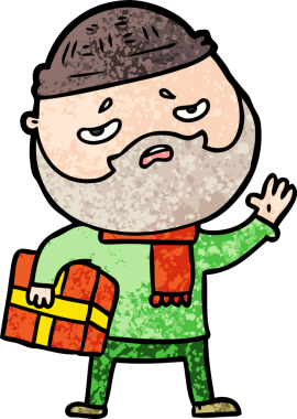 Bir insan tarafından çizilmiş sakallı endişeli bir adam.