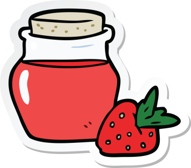 Bir insan tarafından çizilmiş karikatür reçel kavanozunun etiketi.