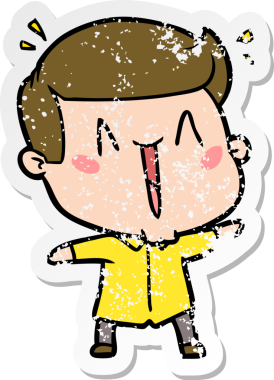 Bir insan tarafından çizilmiş mutlu bir adamın sıkıntılı çıkartması.