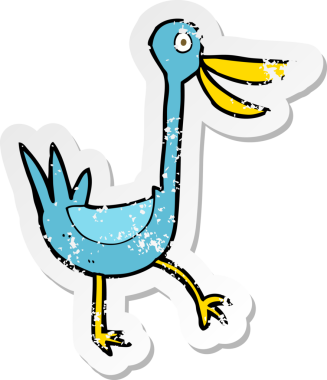 Bir insan tarafından çizilmiş komik bir ördeğin gerilmiş çıkartması.