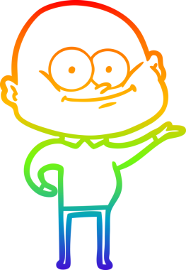 Gökkuşağı gradyan çizgi çizimi bir insan tarafından çizilmiş kel bir adamın çizimi