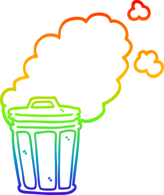 Bir insan tarafından çizilmiş kokuşmuş bir çöp tenekesinin çizimi.