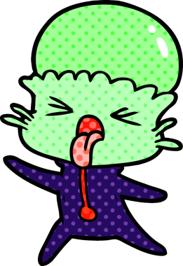 Bir insan tarafından çizilmiş garip bir uzaylı çizgi filmi.