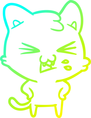 Bir insan tarafından çizilen çizgi film kedisinin soğuk gradyan çizimi