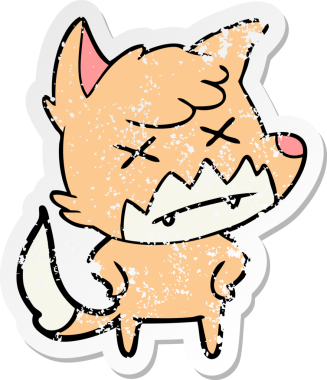 Bir insan tarafından çizilmiş ölü tilki çizgi filminin sıkıntılı çıkartması.