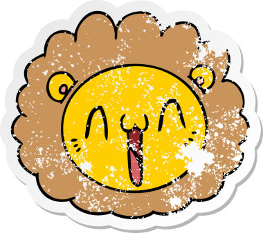 Bir insan tarafından çizilmiş aslan suratlı karikatür çıkartması.