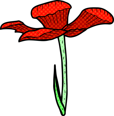 Bir insan tarafından çizilmiş karikatür çiçeği