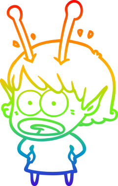 gökkuşağı gradyan çizimi bir çizgi film şok uzaylı kız bir insan tarafından çizildi