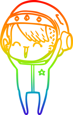 Gökkuşağı gradyan çizimi mutlu bir uzay kızının çizimi bir insan tarafından çizilmiş