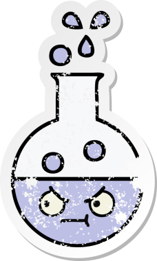 Bir insan tarafından çizilmiş şirin bir çizgi film test tüpünün sıkıntılı çıkartması.