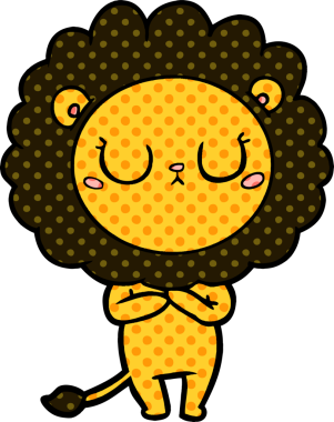 Bir insan tarafından çizilmiş çizgi film aslanı.