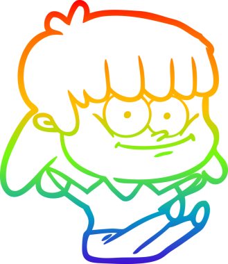 Bir insan tarafından çizilmiş gülümseyen bir karikatür çizimi.