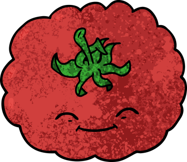 Bir insan tarafından çizilmiş domates çizgi filmi.