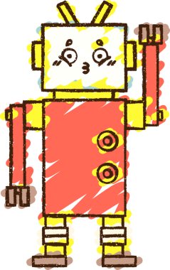 Bir insan tarafından çizilen robot tebeşiri.