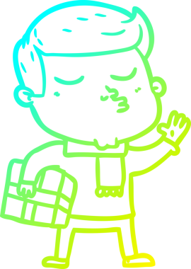 Çizgi film mankeni bir adamın insan tarafından çizilmiş soğuk gradyan çizimi.