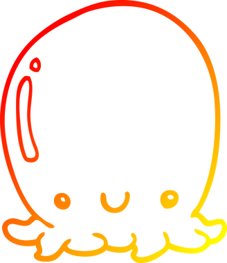 Bir insan tarafından çizilmiş sevimli bir ahtapotun sıcak çizgi çizimi