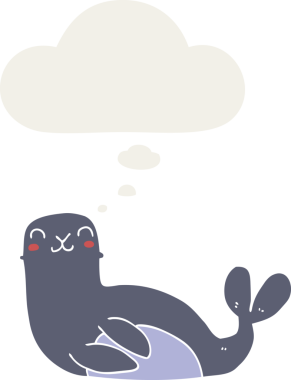 Düşünce baloncuğu olan karikatür mührü insan tarafından çizilmiş.