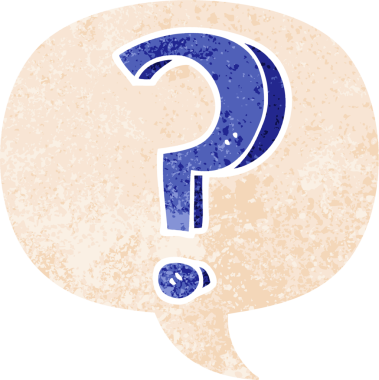 bir insan tarafından çizilmiş grunge sıkıntılı retro biçimli konuşma baloncuğu ile çizgi film soru işareti