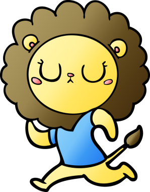 Bir insan tarafından çizilmiş koşu aslanı.