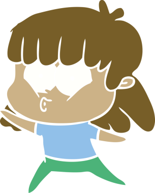 Bir insan tarafından çizilmiş düz renkli bir karikatür.