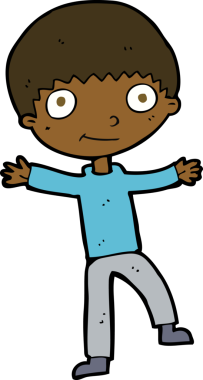 Bir insan tarafından çizilmiş mutlu çocuk çizgi filmi.