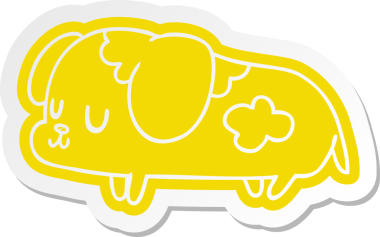 Bir insan tarafından çizilmiş sevimli bir köpeğin çizgi film etiketi.