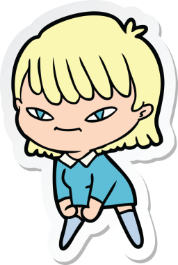 Bir insan tarafından çizilmiş bir karikatür kadının çıkartması.