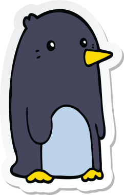 Bir insan tarafından çizilmiş karikatür pengueni çıkartması.
