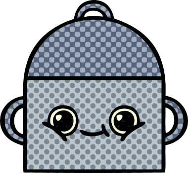 Bir insan tarafından çizilmiş yemek tenceresinin çizgi romanı.